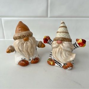 Blue Sky Clayworks “Nuts For Fall” Gnome Thanksgiving Salt and Pepper Shakers